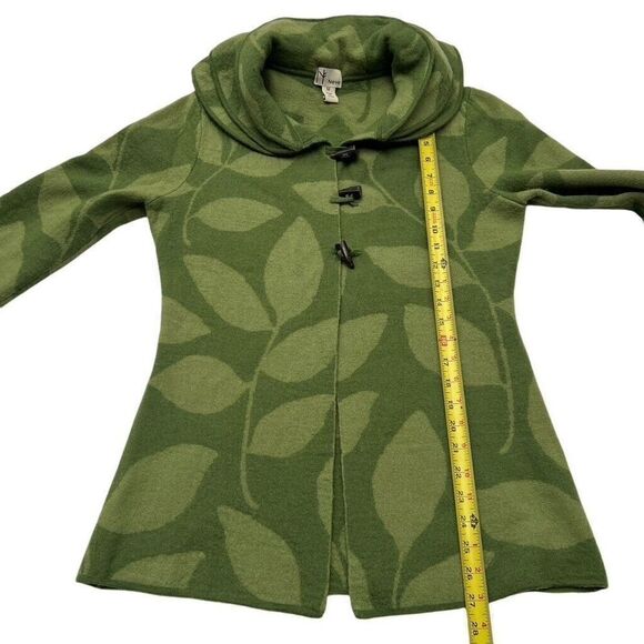 Neve Valerie Boiled Wool Jacket Medium  Leaf Print Toggle Collared Preppy Green - Picture 13 of 13